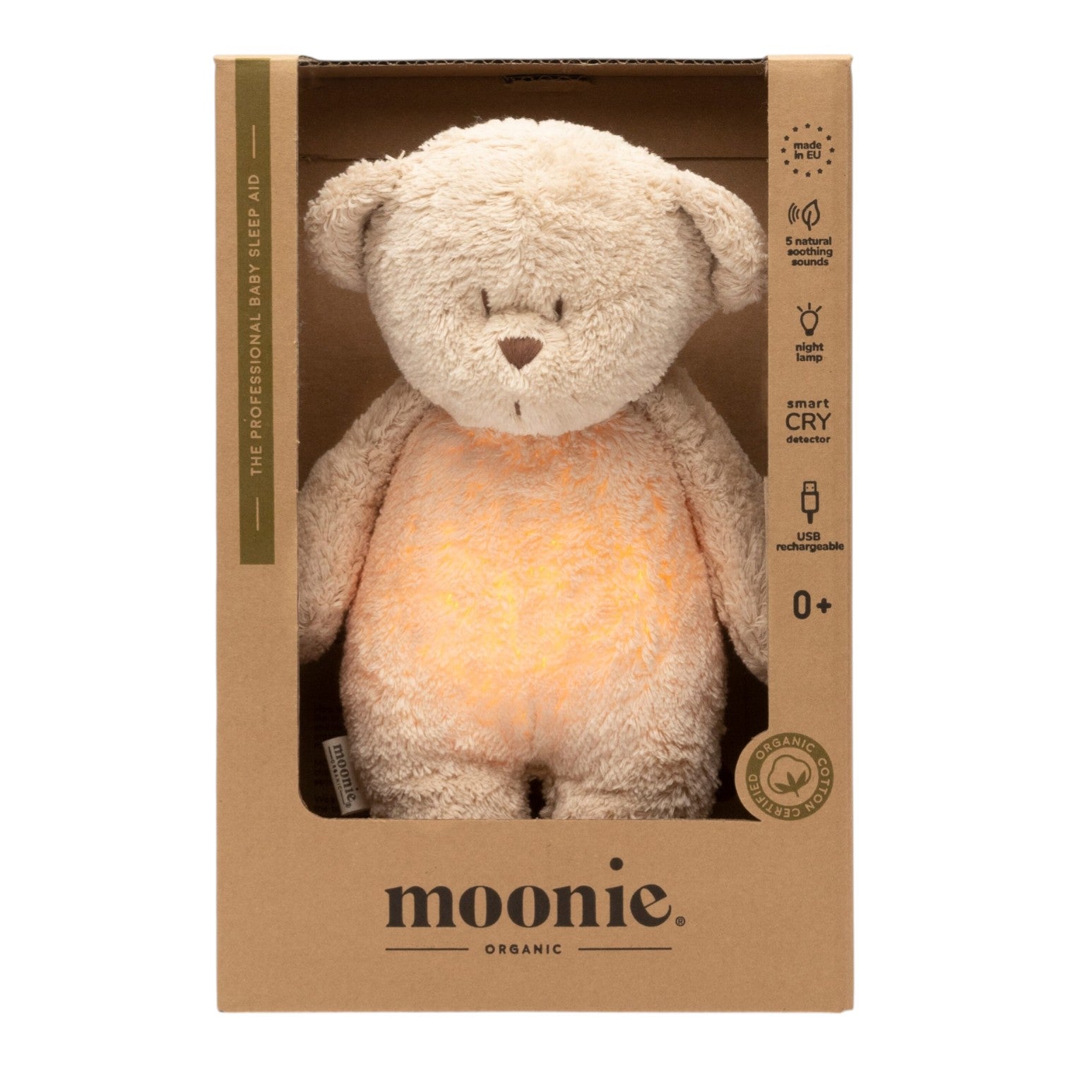 Moonie 2.0 Organic dainuojantis meškiukas - migdukas - TinyStore.lt