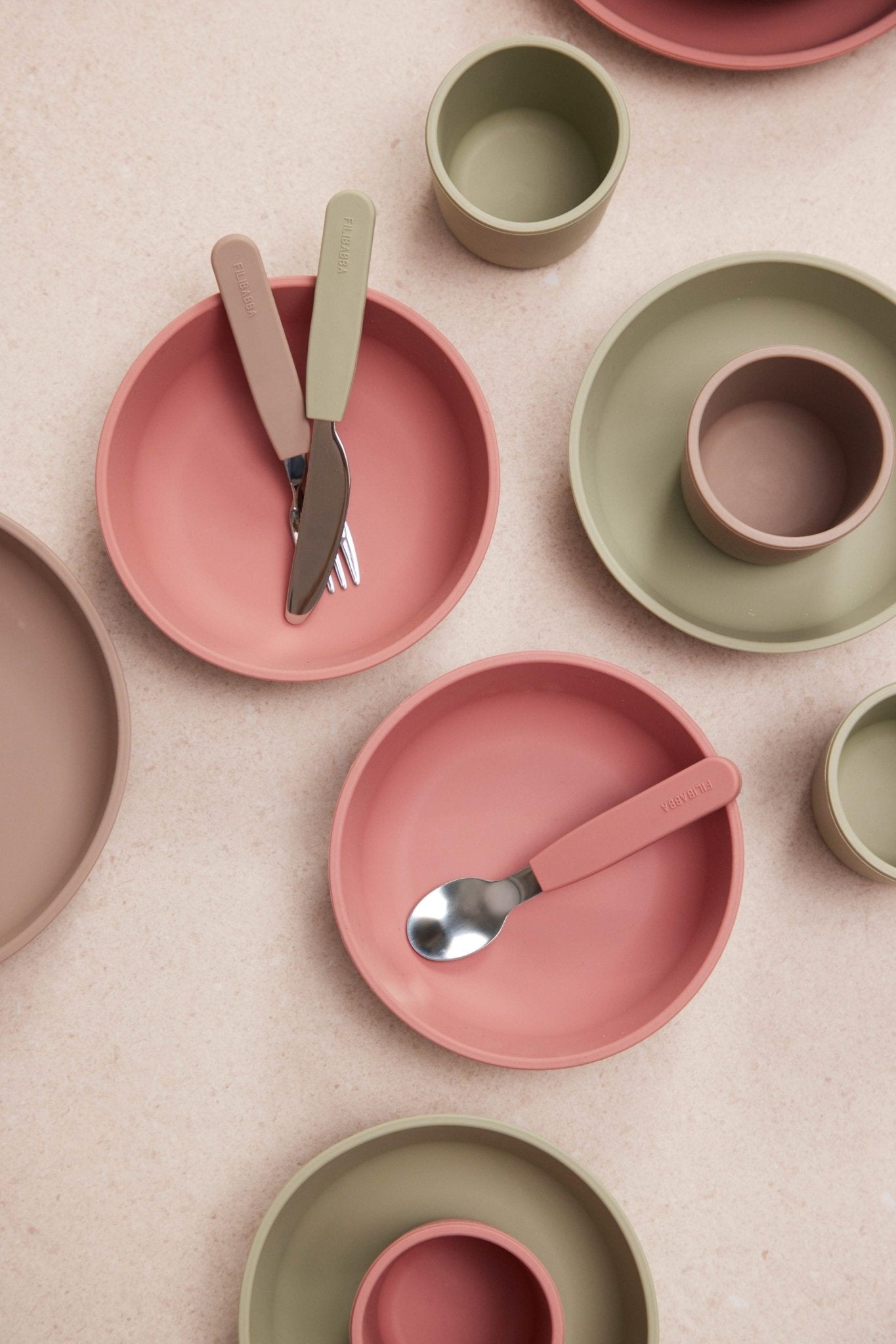 Filibabba silikoninių įrankių rinkinys - Rose