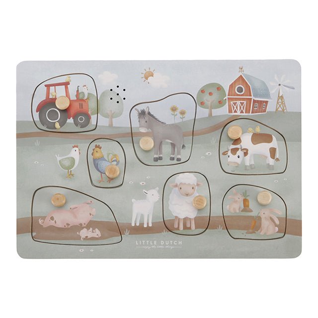 Little Dutch medinė muzikinė dėlionė "Little Farm" - TinyStore.lt
